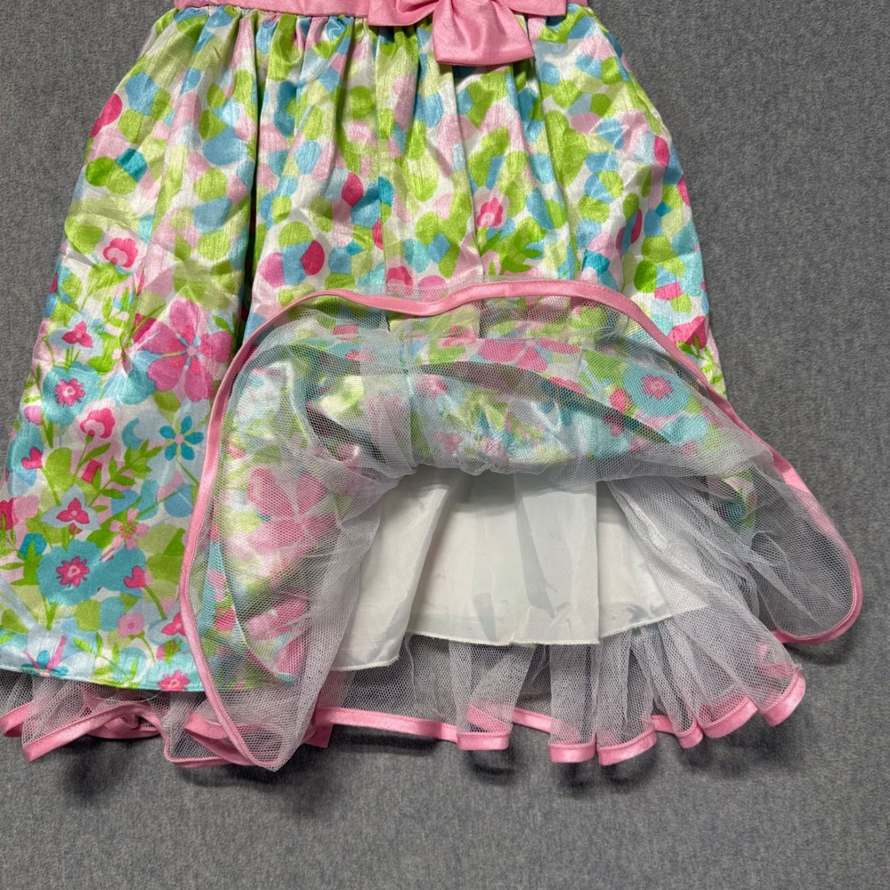 Jona Michelle Girls Floral Party Dress‎ Pink Green Blue Tulle Bow CO8614 Size 5 - Picture 14 of 16